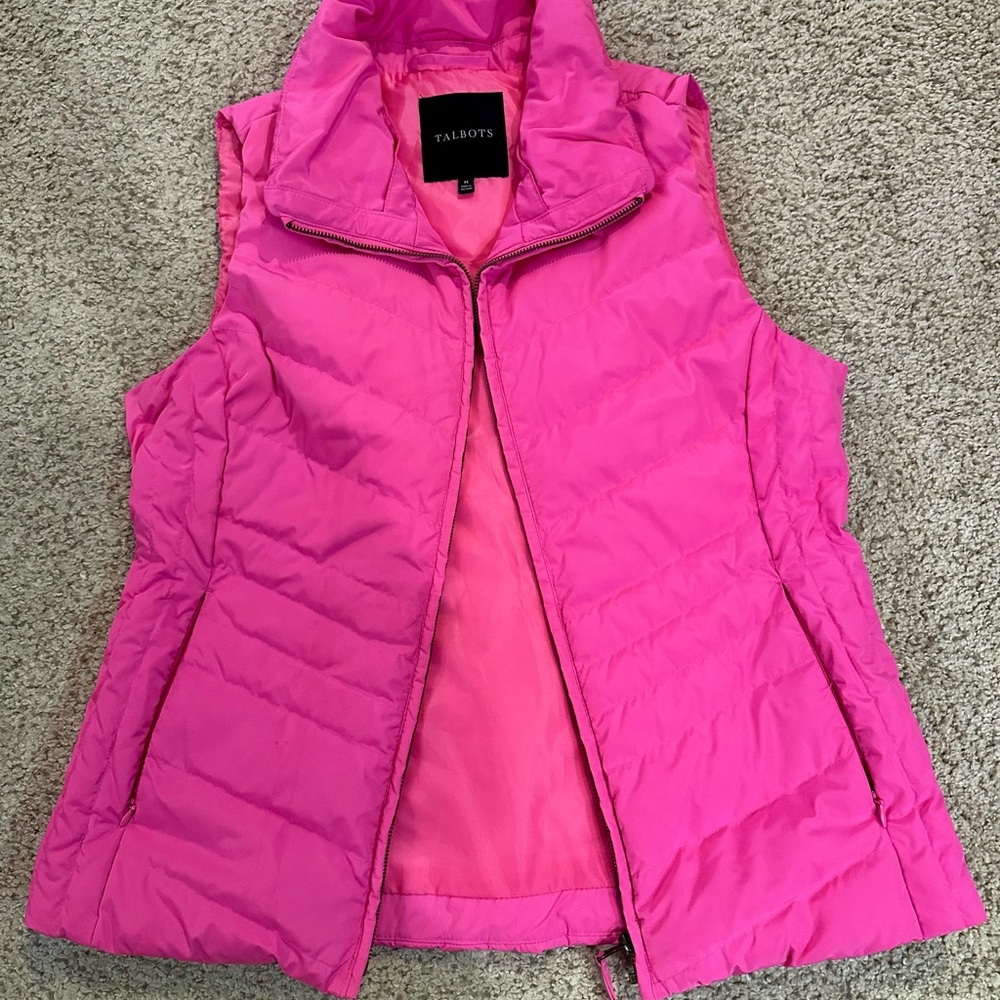 Talbots Vibrant Pink Quilted Vest